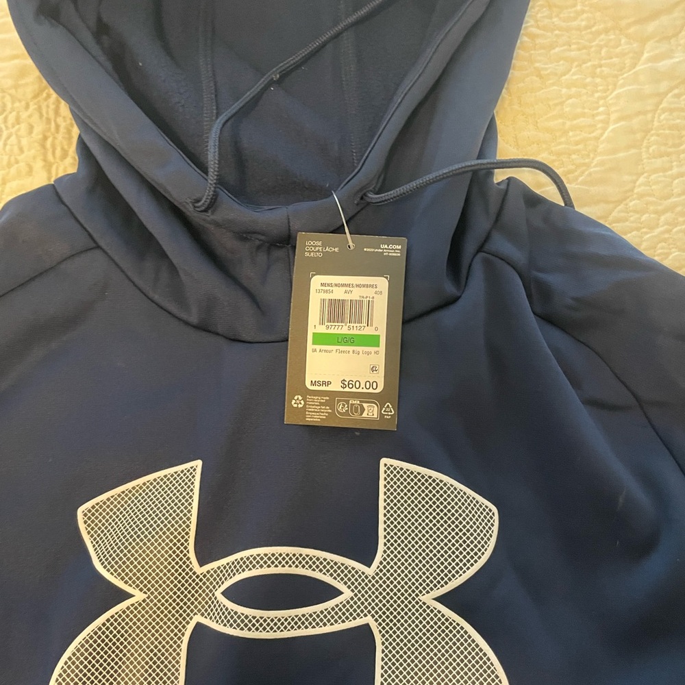 Under Armour Dark Blue Hoodie with White Logo